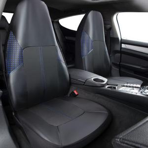 CAR PASS Double Leather Perforated Blue Bucket car seat Covers Front Seats only,Sporty Design Universal Fits Most Cars, SUVs, Sedan, Trucks, (High Back Two Front Seat, 2 Piece Black and Blue)