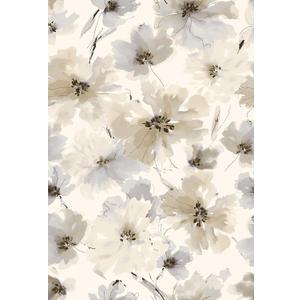 Floral Peel and Stick Wallpaper, Beige Yellow Watercolor Flower Contact Paper Peel and Stick for Bedroom Bathroom, Vintage Removable Waterproof Self Adhesive Wall Paper 118 x 17.3in, 14.4 sq.ft