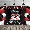 JOYKY Happy 22nd Birthday Banner, Red Black Party Decorations for Men Women, 22 Year Old Backdrop Dcor Supplies, 5.9 X 3.8 Fts