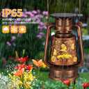 Solar Lantern Outdoor Hanging Vintage LED Waterproof Camping Light with Beautiful Graphics Landscape Decor for Yard,Patio,Porch,Lawn,Tabletop(Butterfly)