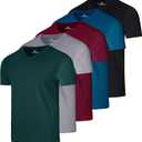 Real Essentials 5 Pack: Men's Mesh Quick Dry Short Sleeve V-Neck T-Shirt - Athletic Performance, (Medium)