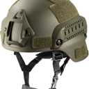 Airsoft Helmet Mich 2000 Tactical Helmet with Ear Protection, Front NVG Mount and Side Rail (OD)