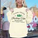 MYHALF Womens White Christmas Sweatshirt Crewneck Christmas Tree Graphic Shirts Oversized Xmas Pullover Sweater (Medium)