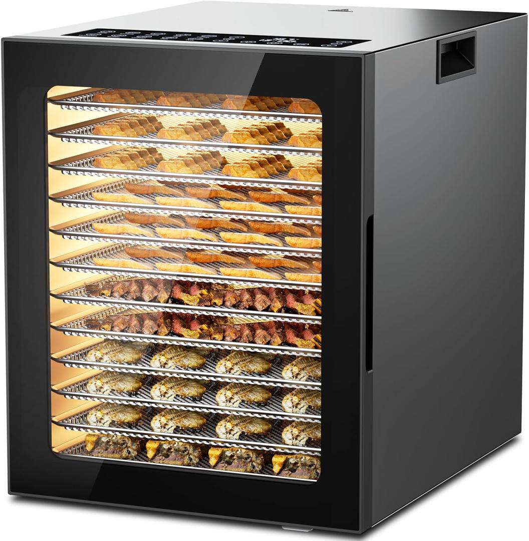 Food Dehydrator Machine, Stainless Steel Digital Food Dryer for Home,10 Presets, 48H Timer and Temperature Control, 850W Dehydrators for Food and Jerky, Dog Treats,Meats & Veggies (Black Gray)