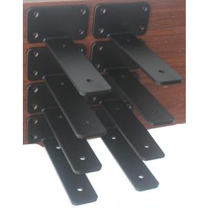 8 Pack - 6 inch Black Hidden L Shelf Bracket (1/5 Inch Thicked) Iron Floating Shelf Brackets Rustic Industrial Metal Brackets for Shelf Support