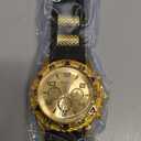 Geneva, Gold Watch, Black Wristband