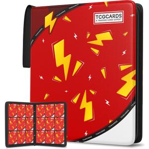 Trading Card Binder 9 Pocket,Card Binder 900 Pockets,Card Book Holder Cards with 50 Removable Sleeves,3-Ring Zip Design MTG/TCG/Sport Collectible Trading Card Albums Gifts for Boys and Girls (Red) (Large)