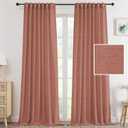 H.VERSAILTEX Linen Curtains 84 Inch Length 2 Panels Set, Thick Window Drapes Semi Sheer Light Filtering Rod Pocket Back Tab, Pinch Pleated Treatments Neutral Farmhouse Living Room, 52x84-Orange Rust
