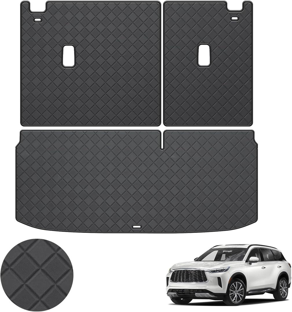 Cargo Mat & Backrest Mat Fit for 2022-2026 Infiniti QX60 - Leather Trunk Liner Back Seat Cover Protector - All Weather Protection PU Leather Cargo Liner and Backrest Mat QX60 Accessories