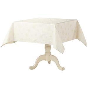 HARORBAY White Tablecloth for Rectangle Tables 52 x 52 Inch, Square Snowflake Table Cloth for Dining Room Kitchen Party Winter Holiday, Cream Gold Heavy Weight Soft Table Cover (Agnes Serie)