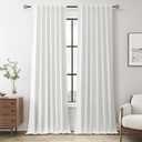 Guken Ivory Linen Blackout Curtains & Drapes 102 Inch Long for Living Room Textured Farmhouse Room Divider Cream Window Patio Door Curtains for Bedroom 2 Panels Set Back Tab Hook Belt 52x102 (52"W x 102"L (Pack of 2))