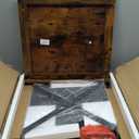 MMEOLUOOK Large End Table Farmhouse Side Table Industrial Style Sofa Table Coffee Table Metal X Accent Wood End Table NightStand with Storage Shelf for Living Room Bedroom MLBZ16R (Rustic Brown)