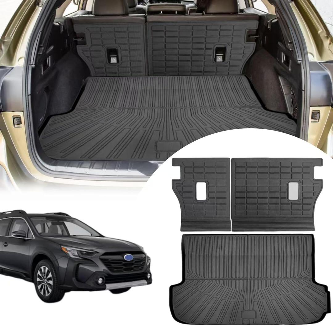 Cargo Liners Backrest Mat Compatible with Subaru Outback Accessories 2021-2025 with Hook&Loop Rear Trunk Mat Rear Seat Back Cover Protector All Weather Anti-Slip Split Dog Liner