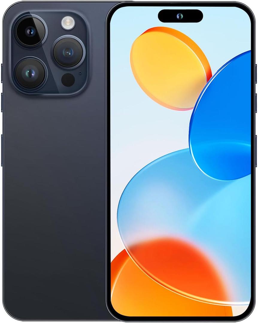 G15 Pro Max Unlocked Cell Phone, 12+512GB Smartphone, Snapdragon 888, 6.8 FHD Screen, 48+108MP Camera, Large Battery 6800mAh, Dual SIM, Face ID/Fingerprint Lock/Android 13, (Dark Black)