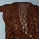 Zeagoo Women's 2025 Summer Crochet Lightweight Cardigan Short Sleeve Boho Kimono Oversized Open Front Sweater Tops (Large, Caramel)