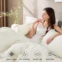 JOLLYVOGUE Queen Comforter Set, Boho Tufted 3-Piece Bedding Set, Ivory