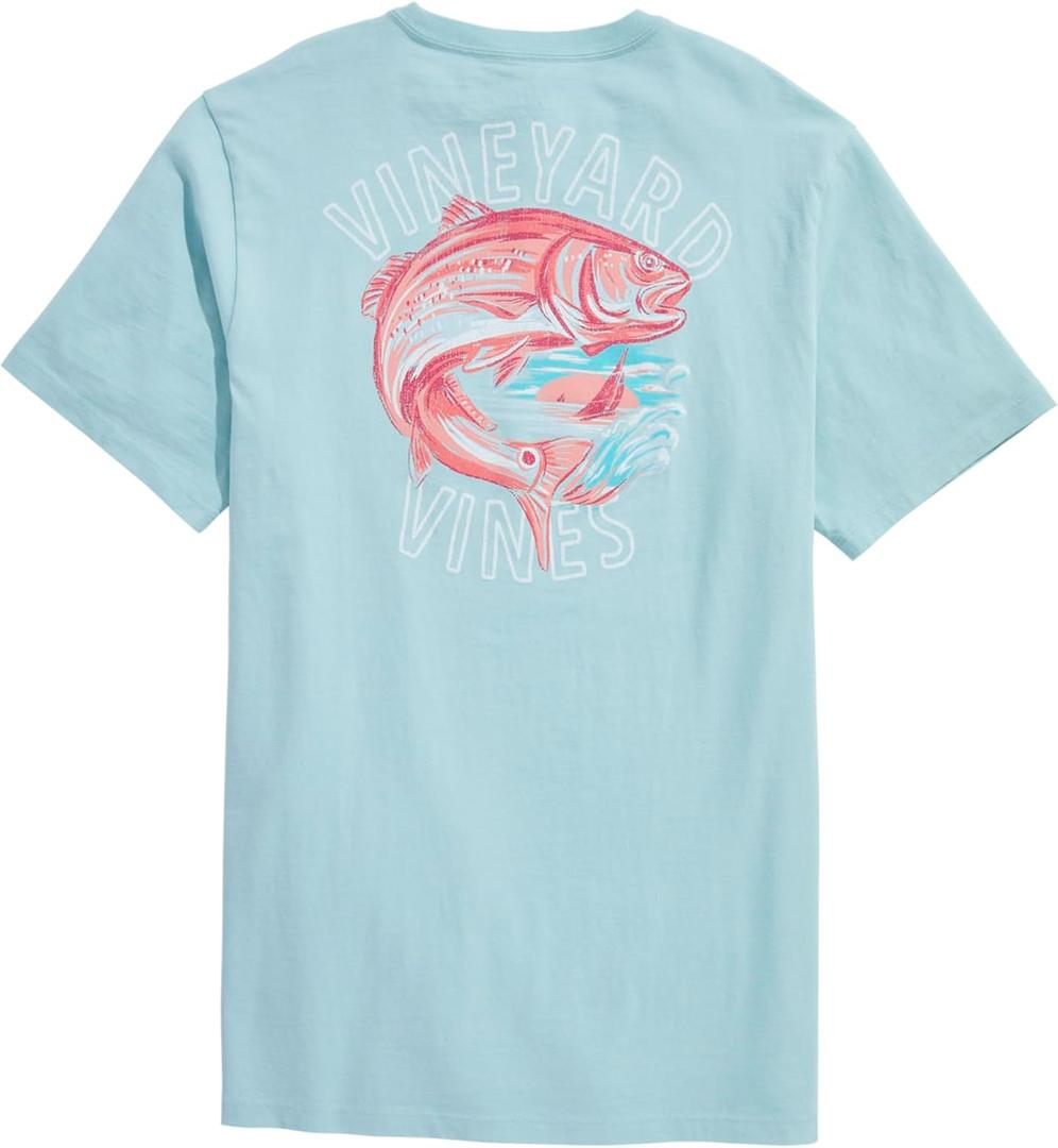 vineyard vines Mens Painted Redfish Short-Sleeve Pocket Tee (X-Large, Aqua Haze)