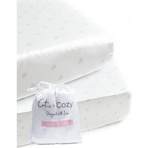 Satin Crib Sheet (2 Pack)  Oeko-TEX Certified, Helps Reduce Baby Hair Loss and Protect Delicate Hair | Fits Standard Crib & Toddler Bed (White with Light Gray Hearts & Stars)