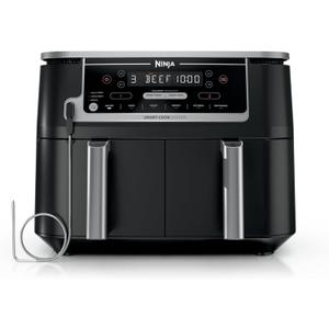 Ninja Foodi Air Fryer w/ Smart Cook Thermometer | 6-in-1 Air Fry, Roast, Bake, Dehydrate & More | DualZone Match Cook & Smart Finish, 2 Independent Baskets | XL 10 Qt, Stainless Steel | Black, DZ550