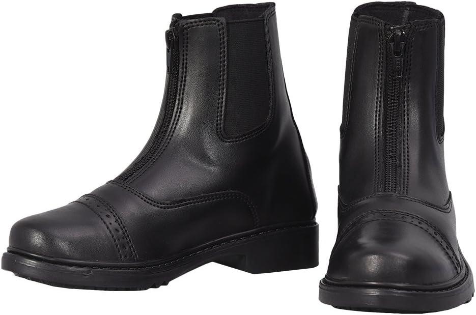 TuffRider Children's Starter Front Zip Paddock Boots | Kids Equestrian Horse Riding English Boots (4 Big Kid, Black)
