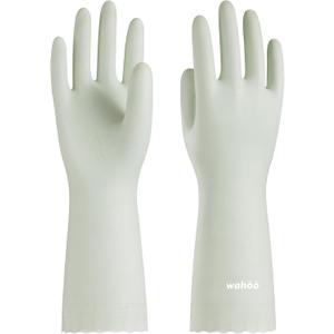 wahoo Skin-Friendly Cleaning Gloves, Reusable Dishwashing Gloves with Flocked Cotton Liner, Dishwashing, Kitchen, Canary Green, Large (Large (Pack of 1))
