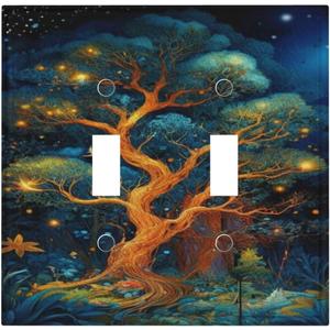 Decorative Art Light Switch Covers,2 Gang Toggle Rocker,Wall Plate,Switchplate Electrical Faceplate,Tree (Double Toggle/5x4.9 IN)