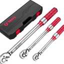 1/4 3/8 1/2-inch Drive Click Torque Wrench, 3Pcs Torque Wrench Set 20-240 in.lb, 5-45 ft.lb, 20-160 ft.lb, Dual-Direction Adjustable 72-Tooth Torque Wrench for Bike, Moto, Car Maintenance