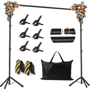 JSungo 10x8.5 FT Backdrop Stand for Parties, Adjustable Photo Backdrop Stand Kit with Carrying Bag, Portable Background Stand Backdrop for Wedding, Photoshoot, and Photo Studio