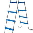 DIMAR GARDEN 3 Step Pool Ladder 43 Inch Heavy Duty Metal Steel Frame Above Ground Swimming Pool Ladder, Blue