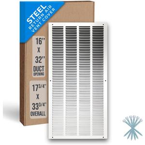 Fits 16x32 Duct Opening | Steel Return Air Grille by Handua | Vent Cover Grill for Sidewall and Ceiling | White | HVAC Cold Air Intake Grille | Outer Dimensions: 17.75"W X 33.75"