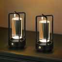 Rechargeable Table Lamp Cordless, 3 Color | Crystal | Stepless Dimming, for Dining Room, Living Room, Bar, Cafe, Restaurant, Patio, Camping, Pack of 2 (Black)