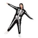 Spooktacular Creations Skeleton Adults Family Matching Pajama Jumpsuit for Women Halloween DressUp Party Themed Party Cosplay(M) Black