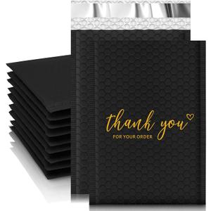 JinRuiKJ Thank You Bubble Mailers 4x8" 50 Pack, Padded Envelopes, Strong Adhesion Padded Mailers, Cushioning Padded Shipping Envelopes for Jewelry, Makeup - Black