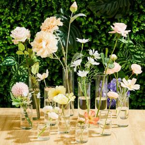 Teenyyou Bud Vases Set of 12 Tall Glass Cylinder Vases Clear Single Flower Glass Vase Bulk for Wildflower Party Centerpieces Wedding Decoration Floating Candle Holder Wedding Decor, 6 Sizes