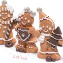 Hodao Christmas Gingerbread Figurines Set of 3, Cute Gingerbread Men Holding Heart, Candy Cane & Christmas Tree, Holiday Party Tabletop Decoration for Home, Kitchen, Living Room Decor (Brown-1)