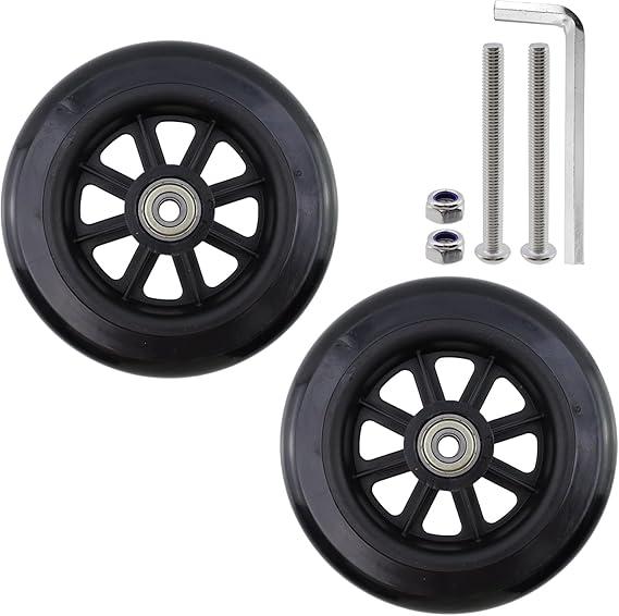 Risbay 5 Inch Rubber Front Replacement Wheels, 2 Pcs Anti-Slip Rollator Walker Replacement Wheels Accessories with Screws wheelchair Front Wheel for Rollators, Wheelchairs, Walkers (Black)