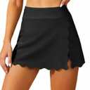 High Waisted Split Swim Skirt Built-in Shorts Tummy Control Swim Bottom (Black, XL)