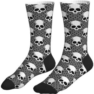 Graffiti Art Hip-Hop Style Texture Pattern Athletic Crew Socks For Women Men Novelty Sports Socks (Black and White Skulls)