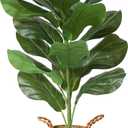MOSADE Artificial Fiddle Leaf Fig Tree 30Inch Fake Potted Ficus Lyrata Plant with Handmade Seagrass Basket, Perfect Faux Plants Home Dcor for Indoor Outdoor Office Porch Balcony Bedroom Bathroom Gift (2ft 6in)