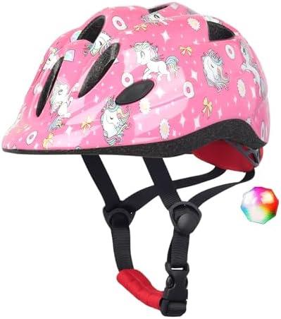 Atphfety Kids Toddler Bike Helmet, Adjustable Boys Girl Helmets from Baby to Children(Age 1-8), Multi Sports for Bicycle Skate with LED Light