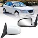 Left Driver Side Mirror Compatible with Hyundai Sonata 2006 2007 2008 2009 2010 Power Glass Manual Folding Heated White (5 Pin) Replace HY1320149 | 87610-0A000