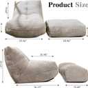 Cvortll Bean Bag Chair with Ottoman, Comfy Bean Bag Sofa with Memory Foam, Lazy BeanBag Sofa with Footstool, Fireside Bean Bag Couch for Living Room, Bedroom, Apartment (Gray), 55.9 x 33.46 x 29.52 inches
