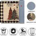 Christmas Kitchen Rugs Set of 2, Christmas Rugs for Kitchen, Buffalo Plaid Xmas Tree Merry Christmas Kitchen Mats, Winter Home Decor Low-Profile Kitchen Rugs, 16x24 and 16x47 Inch