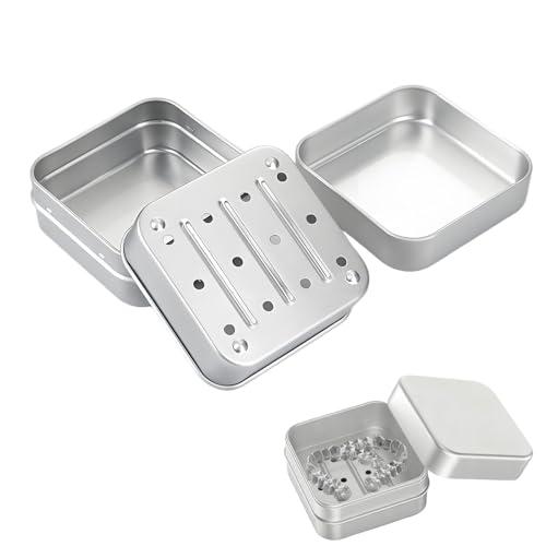 YAFIYGI Metal Retainer Case Aluminum Denture Cup Small Travel Storage Container for Retainers Mouth Guard Holder Durable Soaking Cups Portable Size for Camping Office Daily Use