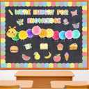 Colarr 3D Pastel Caterpillar Bulletin Board Decoration Set Colorful Hungry Caterpillar Classroom Decor Cafeteria Cutouts Bulletin Board Kit for Kindergarten Preschool Elementary Back to School