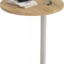 C Shaped Round End Table, Small Side Table for Couch,Tv Trays for Eating,Snack Sofa Tray Table with Metal Leg for Living Room, Bedroom, Bedside,and Office (Rustic Oak), 15.75" x 11.81" x 24.61"