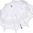 BABEYOND Lace Umbrella Parasol Vintage Wedding Bridal Umbrella for Decoration Photo Lady Costume 1920s Party (White), One Size