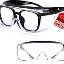 MORK&SUKY Safety Glasses Fit Over Prescription Eyeglasses, ANSI Z87 Certified,Anti-Fog Eye Protection for Men and Women.