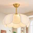 Boho Ceiling Fans with Lights,Flower Chandelier Ceiling Fan with Light and Remote ControlRattan Coastal Fandelier for Bedroom, Living Room,Foyer(26 Inch,6 Speed, Timing Adjustable Height)