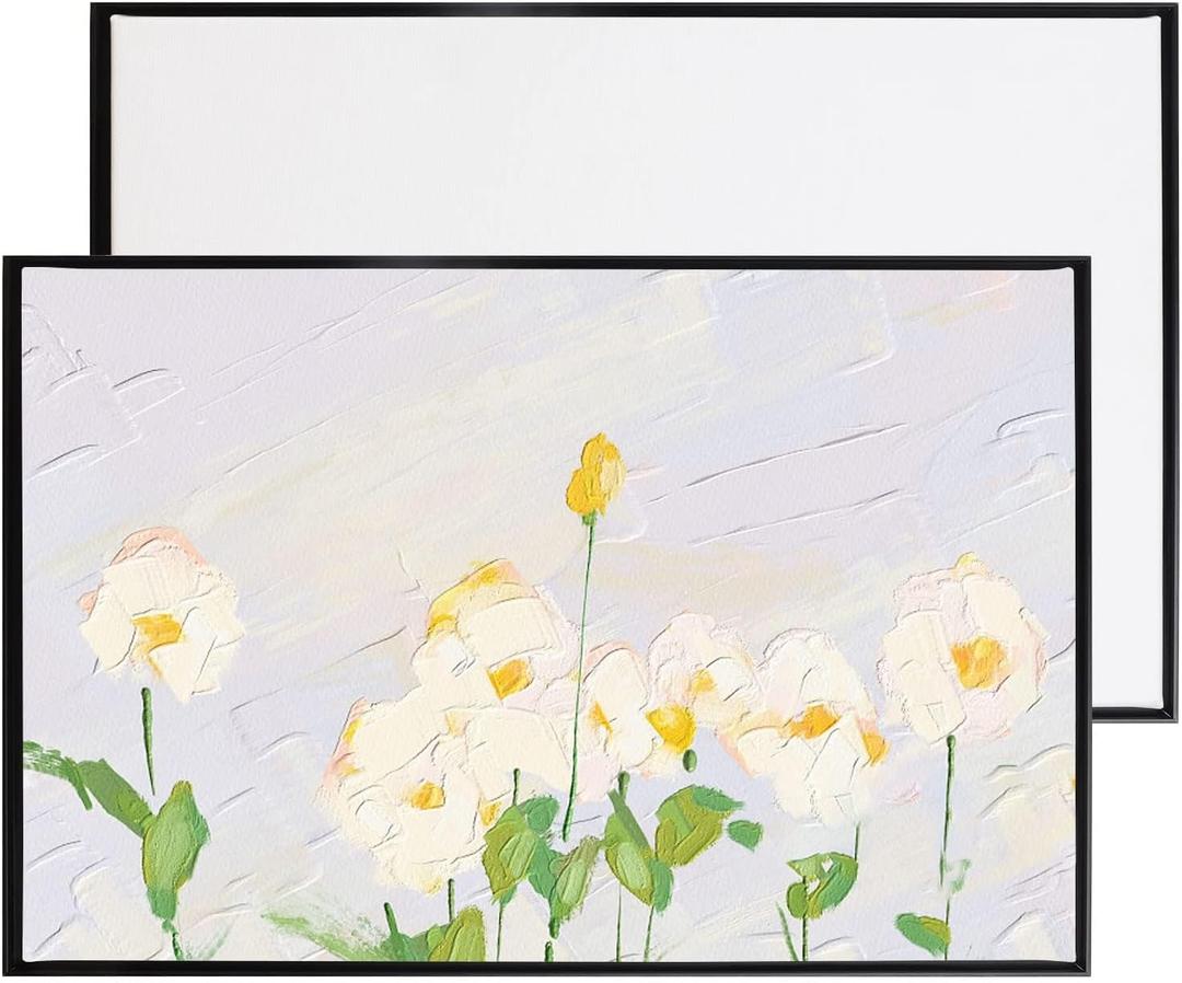 24x36 Aluminum Floater Frame with 9/10" Thickness Blank Stretched Canvas for DIY Oil Painting (Black1PCS)